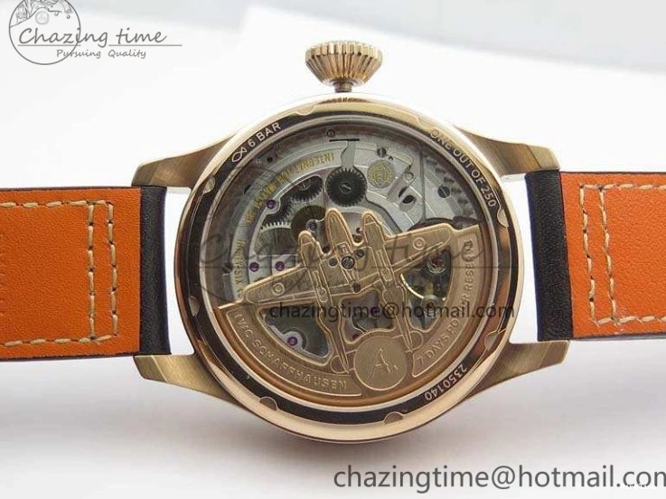 MIROTIME 0202 Popular Big Pilot Real PR IW502706 RG YLF 1:1 Best Edition Brown Dial On Calfskin Strap A 7223